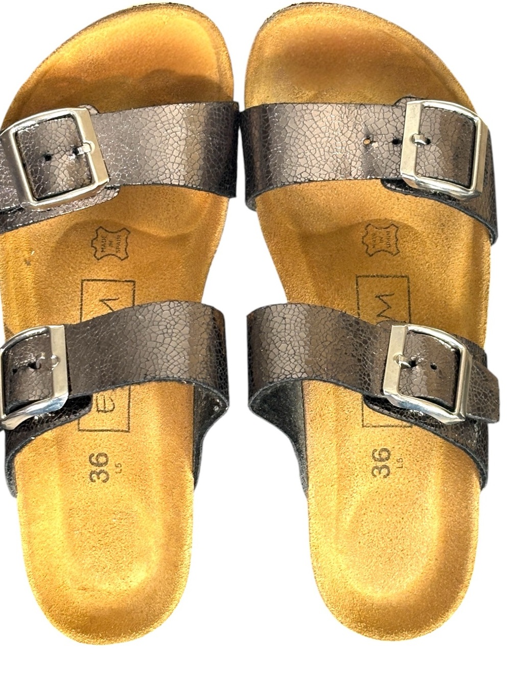 Ethem Metallic Rhinestone Platform Corks Wedge Sandals - Picture 4 of 12
